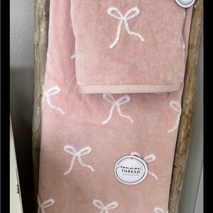 Pink Bow Coquette bow Towel Set